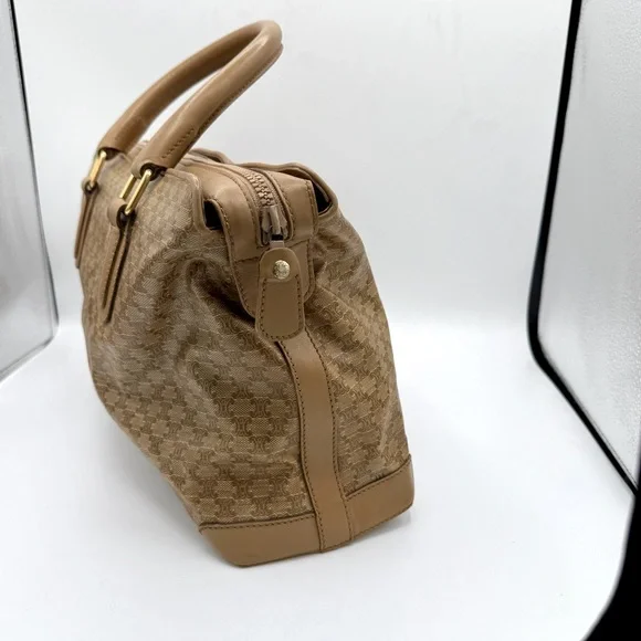 Celine Vintage Macadam Boston Bag Coated Canvas Leather Very Good Condition - Picture 5 of 16